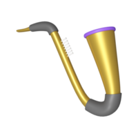 Grey And Golden Saxophone Icon In Render Style. png