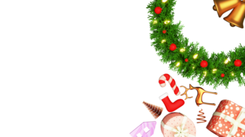 3D Render Top View Of Christmas Festival Elements Decorated Background. png