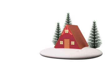 3D Render Tent House Or Shelter With Spruce Trees On Snow Element. png