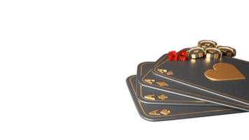 Ace Cards With Dices And Poker Chips Element In 3D Render. png