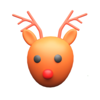 3D Render Of Cute Reindeer Head Icon. png