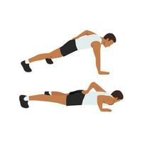 Man doing Single arm push up. Flat vector