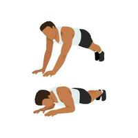 Man doing sphinx push up. Flat vector