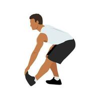 Man doing Active hamstring stretch exercise. Flat vector