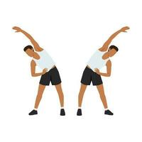 Man doing Obliques stretch exercise. Flat vector