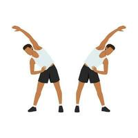 Man doing Obliques stretch exercise. Flat vector