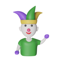 3D Render Of Jester Cartoon Icon. png
