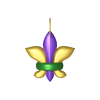 3D Render of Colorful Fleur De Lis Icon. png