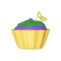 3D Render Of Mustache Stick With Cup Cake Icon. png