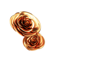 Golden Rose Flowers Element In 3D Rendering. png