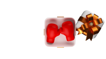 Top View Of 3D Render Boxing Gloves In Open Gift Box And Copy Space. png