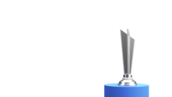 3d realistisch zilver trofee kop over- podium en kopiëren ruimte. png