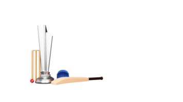 3D Render Of Cricket Tournament Elements Against Background And Copy Space. png