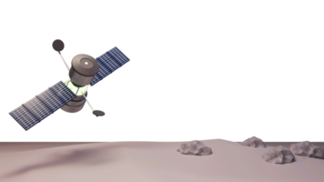 Realistic Artificial Satellite Or Spacecraft Against Stones Background. png