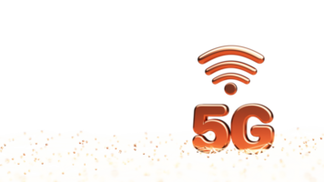 3D Bronze 5G Text With Abstract Lighting Lines Against Background And Copy Space. png