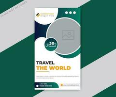 Holiday traveling or summer beach travelling social media story design template vector