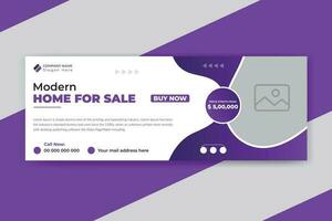 Modern home for sale social media timeline cover design template vector