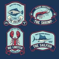 Seafood Label Set in Vintage Style vector