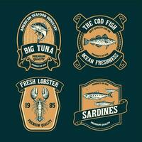 Vintage Set of Seafood Label Badge vector