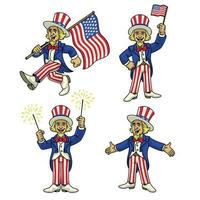 Uncle Sam Character Mascot Set vector