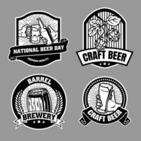 Beer set bagde collection in black and white vector