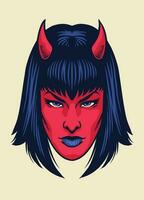 Vintage drawing of Devil women Face vector