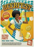 Beer Festival Event Poster with Beautiful Black Girl vector