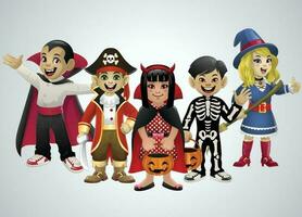 Happy Kids Wearing Costume for Halloween Holiday vector