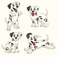 Cartoon Dalmation Puppy set in various Pose vector