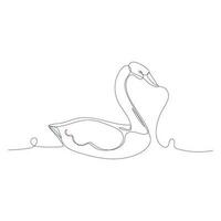 Continuous one line drawing of Swan. Line art bird vector illustration. Black linear sketch