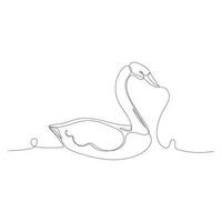 continuo uno línea dibujo de cisne. línea Arte pájaro vector ilustración. negro lineal bosquejo