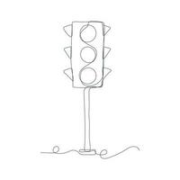 Continuous one line of traffic light. Line art drawing. Vector illustration