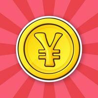 Golden coin of Japanese yen or Chinese yuan. Cash money. Symbol of business, economy and finance. The symbol of world currencies vector