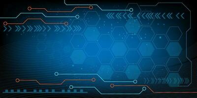 hud hexágono y circulo computadora chip electrónico circuito tablero vector para tecnología y Finanzas concepto y educación para futuro