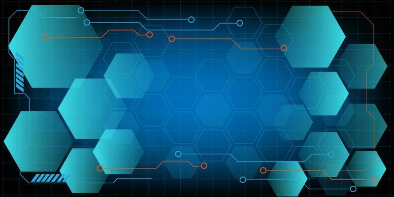 HUD hexagon and circle Computer chip Electronic circuit board vector for technology and finance concept and education for future