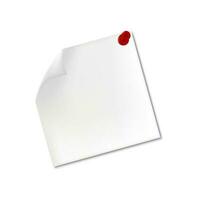 Realistic white reminder note papers with pinned red pin vector