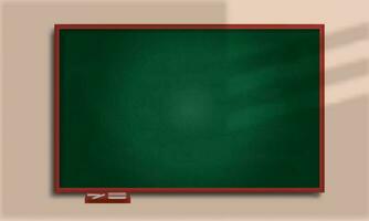 sombra cubrir en el tableros verdes en el salón de clases pared. ilustración de tablero con vacío espacio vector