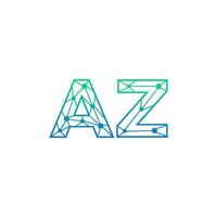 Abstract letter AZ logo design with line dot connection for technology and digital business company. vector