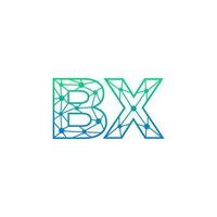 Abstract letter BX logo design with line dot connection for technology and digital business company. vector