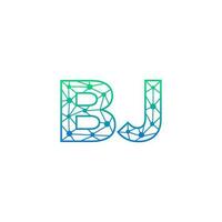 Abstract letter BJ logo design with line dot connection for technology and digital business company. vector