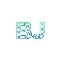 Abstract letter BJ logo design with line dot connection for technology and digital business company. vector