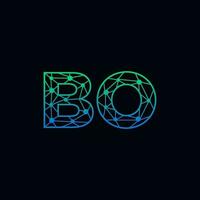 Abstract letter BO logo design with line dot connection for technology and digital business company. vector