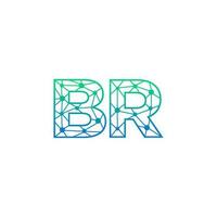 Abstract letter BR logo design with line dot connection for technology and digital business company. vector