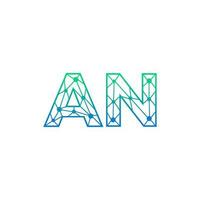 Abstract letter AN logo design with line dot connection for technology and digital business company. vector