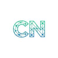 Abstract letter CN logo design with line dot connection for technology and digital business company. vector