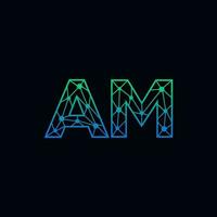 resumen letra a.m logo diseño con línea punto conexión para tecnología y digital negocio compañía. vector