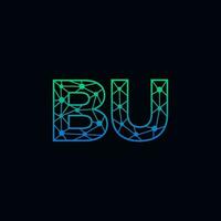 Abstract letter BU logo design with line dot connection for technology and digital business company. vector