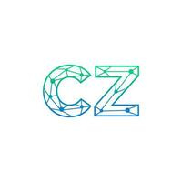 Abstract letter CZ logo design with line dot connection for technology and digital business company. vector