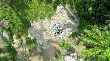 Aerial look down illegal rubbish dump at outdoor video