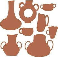 Pottery icons in flat style vector